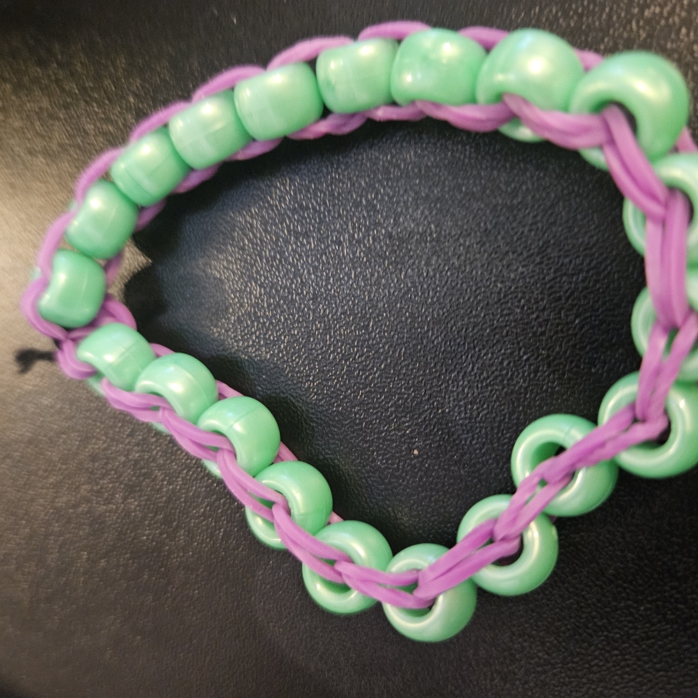 Green and Purple Beaded Bracelet